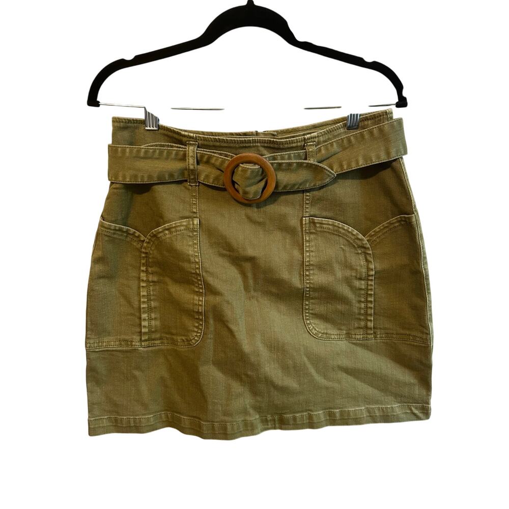 Pilcro and the letterpress Charlie Belted Mini Skirt Green Size 6
